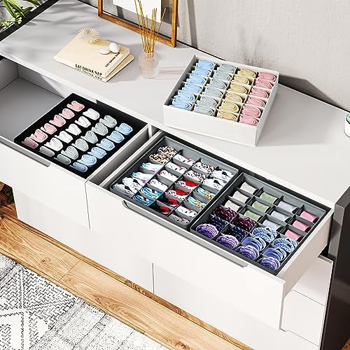 Underwear Organizer 4 Pack, 24 Cell Sock Drawer Organizer Divider, Sock and Underwear Drawer Organizer Foldable Tie Organizer for Socks, Underwear, Belts, Ties. (Black) - Image 6
