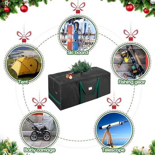 BALEINE 7.5 ft Christmas Tree Storage Bag, Heavy Duty 900D Oxford Fabric with Reinforced Handles and Dual Zippers Wide Opening, Extra Large Storage Container for Trees and Decorations (Black) - Image 6