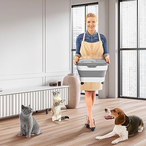 Dog Food Storage Container 17 lb, Airtight Pet Food Storage Containers with Wheels & Removable Sealed Lid, Collapsible Cat Food Containers Dry Food with Scoop and Measuring Cups - Image 7