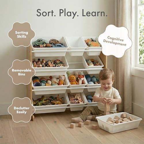 Humble Crew Kids Toy Organizer with 12 Bins, 4 Tier Storage for Playroom - Image 6