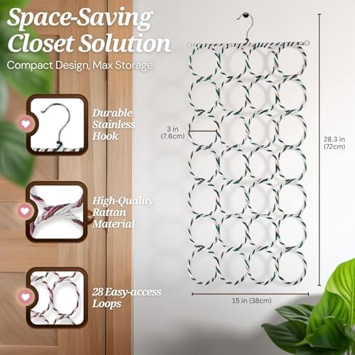 Flexzion Scarf Organizer for Closet - 28 Slot Scarf Hanger Hijab Organizer, Space Saver for Socks, Shawls, Ties, Towels, Belts, Multi Purpose Hanging Rack Storage, 2 Pack Colors May Vary - Image 7
