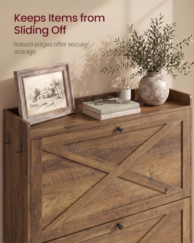 VASAGLE Narrow Shoe Storage Cabinet Organizer with 3 Flip Drawers - Image 6