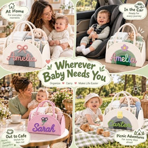 Personalized Diaper Caddy Organizer Custom Baby Storage Basket - Image 7