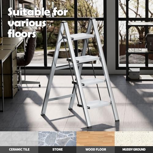 Taranta 4 Step Stool Foldable,Aluminum Step Ladder-Sliver - Image 7
