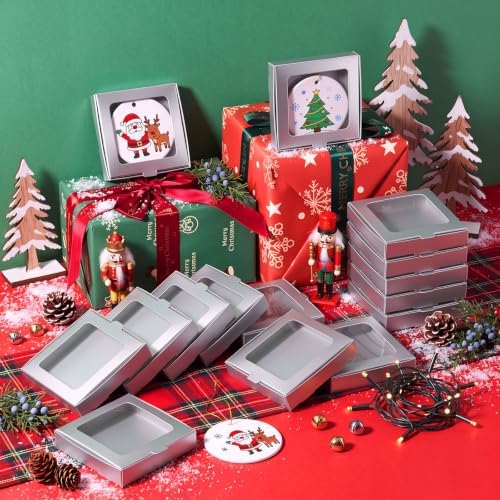 Dunzoom 25 Pcs Christmas Sublimation Blanks Ornament Gift Box, Silver - Image 6