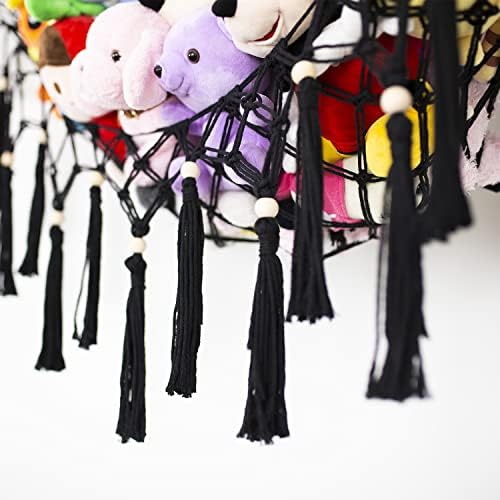 Large Stuffed Animal Net Toy Hammock with Tassel-Corner Hanging Net for Plush Toy Holder Boho Macrame Toy Display,Toy Storage Organizer for Kids Room, Nursery, Bedroom - Image 6