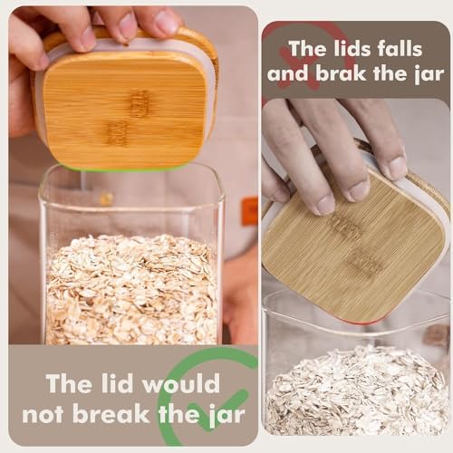 3.4Qt Large Glass Flour Cereal Storage Container with Bamboo Lid - Image 7