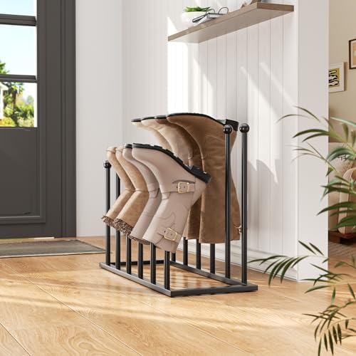 pickpiff Free Standing Shoe Racks - Black Metal Boot Rack for Dorm Room, Closet, Entryway, Bedroom, Patio Outdoor, Hallway, Black, Shoe Storage Fit for 6 Pairs - Image 6