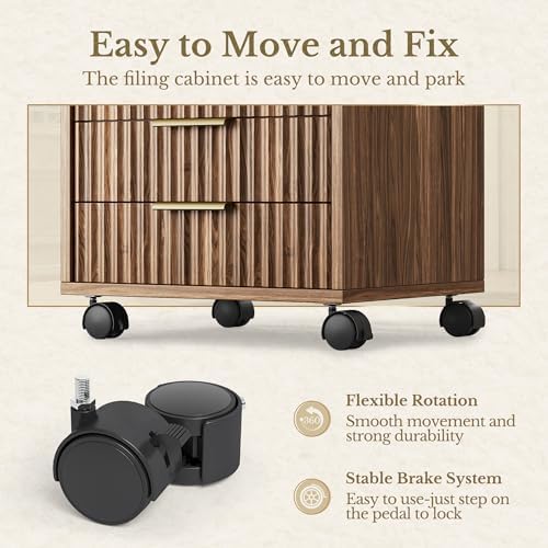 7 Drawer File Cabinet with Wheels for Home Office, Black Walnut - Image 7