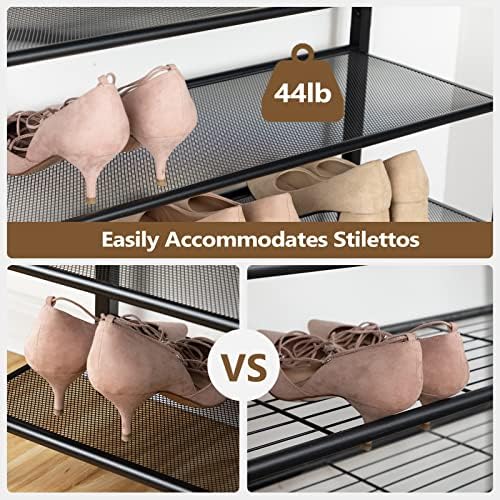 MAHANCRIS 10 Tier Shoe Rack Organizer for Closet, Holds 36-40 Pairs, Tall Metal Shoe Storage Shelf for Dorm, Entryway, Sturdy Freestanding Shoe Rack Space Saving, Large Capacity, Rustic Brown - Image 6