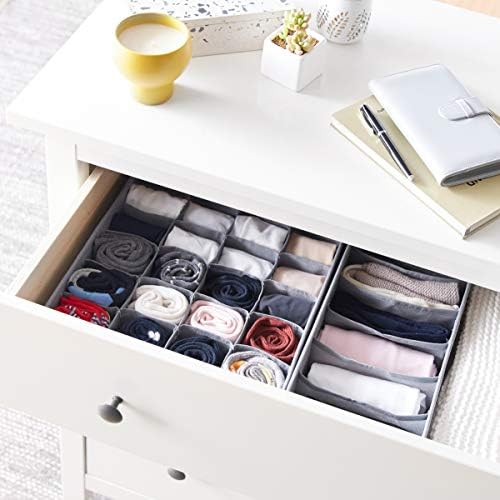 Amazon Basics Deep Drawer Organizer for Clothes, Collapsible Storage Boxes for Socks, Underwear and Baby Items, Set of 4, Gray - Image 6
