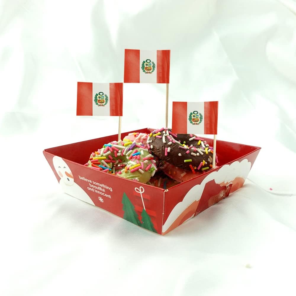 Peru Flag Peruvian Flag, Small Mini Peru Toothpick Flags for Food, Cupcakes, Cocktails, Appetizers, Bar Party Decorations