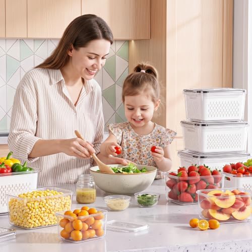 5pcs 4 in 1 Fruit Storage Containers for Fridge with Removable Colanders - Image 7