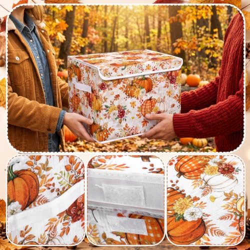 Briwooody Fall Pumpkin Storage Bin with Lid and Carrying Handle Storage Box - Image 6