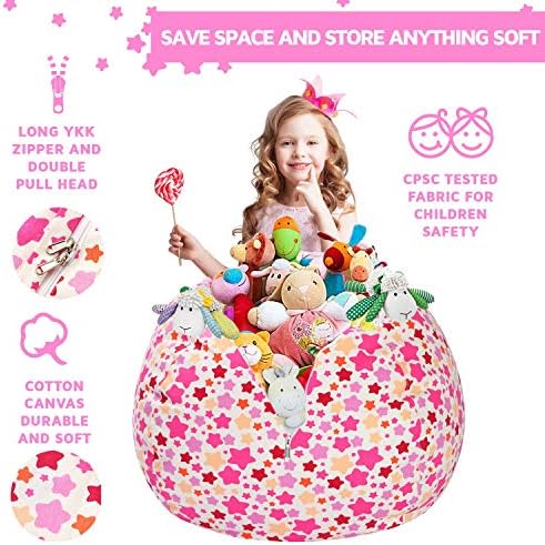 WEKAPO Stuffed Animal Storage Bean Bag Chair Cover for Kids - Image 6