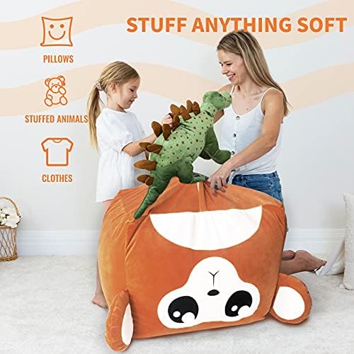 Aubliss Unicorn Stuffed Animal Storage Bean Bag Chair for Kids, Velvet - Image 5