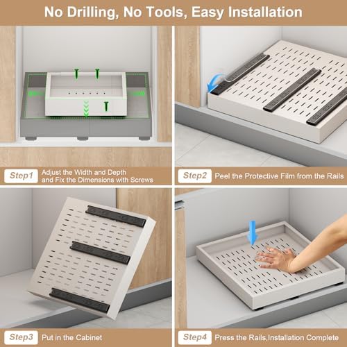 Fokyfok 2Pc Pull out Cabinet Organizer,16"-21"W,13"-17"D,Expandable - Image 6
