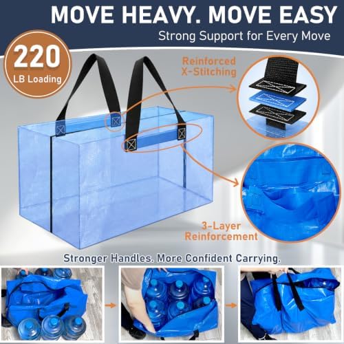 4 Pack Extra Large Moving Bags with Reinforced Handles for Dorm Room - Image 6