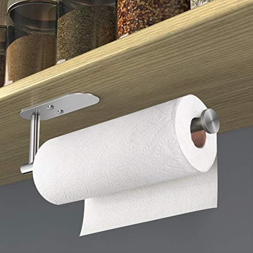 VAEHOLD Adhesive Paper Towel Holder Under Cabinet Mount, Wall Mounted Paper Towel Roll Holder for Kitchen Paper Towel, Stainless Steel(Silvery) - Image 6
