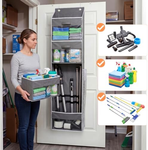 Over Door Wrapping Paper Organizer Storage with 3 Removable Drawers & Side Pockets – Dual Use Design with Elastic Straps – Christmas Gift Wrap Storage for Ribbons, Bows, Ornament and Other Tools 1Pack - Image 6