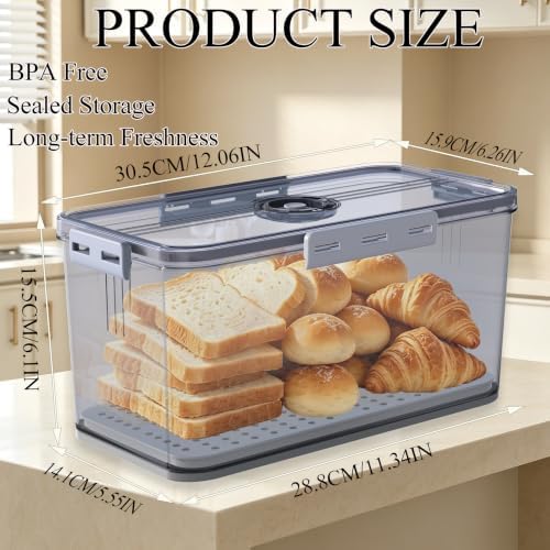 Clear Bread Box with Lid ,Time Recording Airtight Bread Container Grey - Image 6