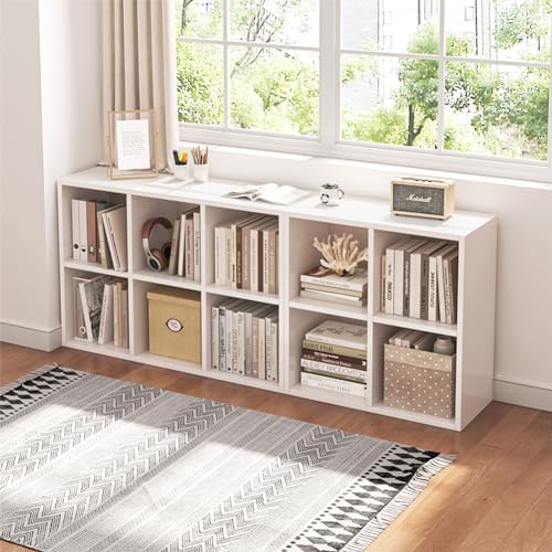 NELYE 6 Cube Organizer Bookcase White Open Shelf - Image 7