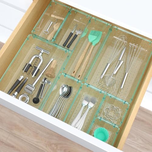 13 PCS Plastic Drawer Organizers Set, 4 Size Desk Drawer Organizer Trays - Image 6