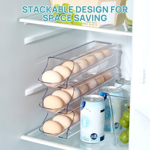 Vtopmart 3 Pack Auto Rolling Egg Holder for Fridge, egg container for refrigerator - Image 6