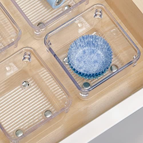 iDesign Linus Plastic Drawer Organizer, 3" x 3" x 2", Set of 2, Clear - Image 7