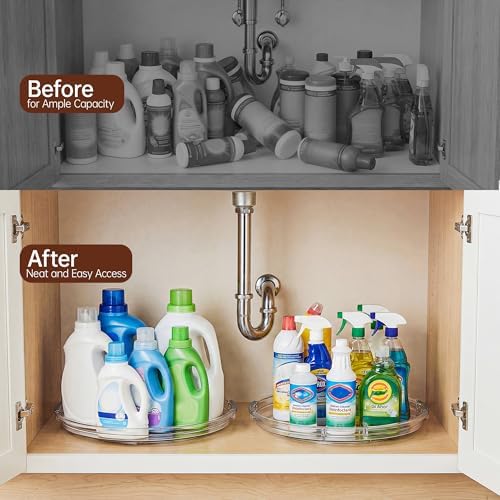 LAMU 12 in Lazy Susan Turntable, 2 Pack Clear Spice Rack, Organizer Storage - Image 6