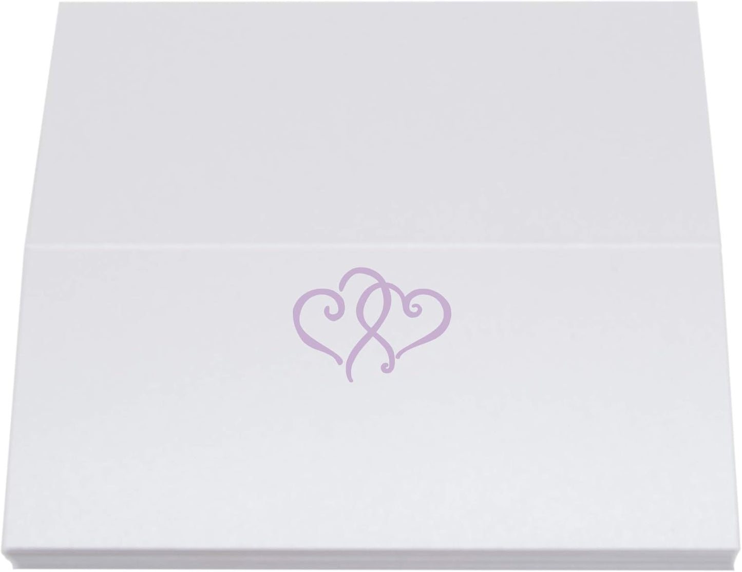 Linked Hearts Place Cards, Lavender (Choose Color), Set of 60, Pre-cut and Scored - Wedding, Party, Dinner, and Special Events - Made in the USA