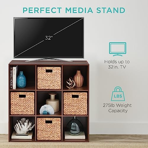 Best Choice Products 9-Cube Storage Organizer, 11in Shelf Opening, Bookcase, Display Shelf, Customizable w/ 3 Removable Back Panels - Walnut - Image 6