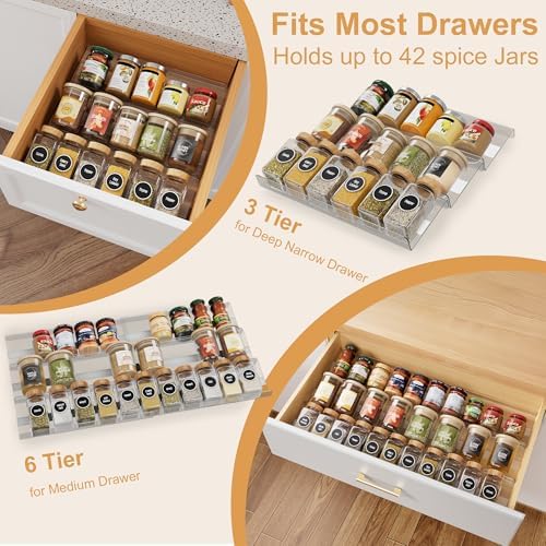 Spice Drawer Organizer Insert, 13"-26" Seasoning Organization, 6 Pcs - Image 6