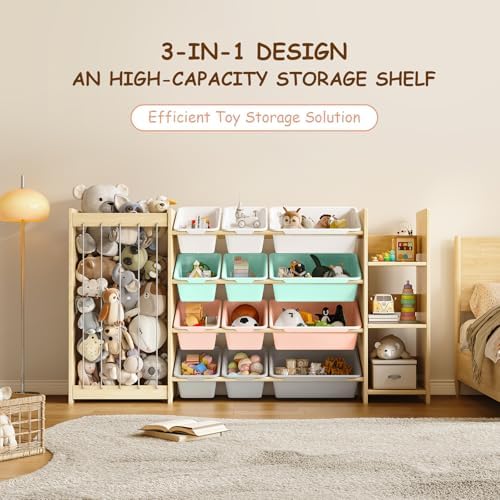 EXPERLAM 3-in-1 Toy Storage Organizer, Stuffed Animal Holder, 12 Bins - Image 6