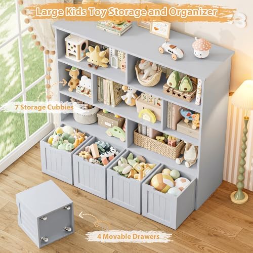 FINETONES Toy Storage Organizer with Movable Drawer Toy Organizer for Kids - Image 6