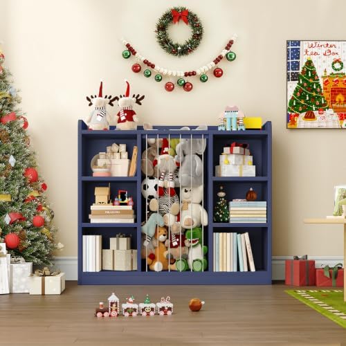 ONBRILL 2-in-1 Toy Storage Organizer with Stuffed Animal Storage, Blue - Image 7