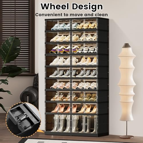 SYNCVIBE Foldable Shoe Rack Organizer, 9-Tier, 36 Pairs, 34.2" Wide, Black - Image 7