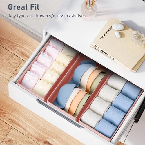 DIMJ Drawer Organizer - Clothes Storage Set of 3, Pink: Sock, Underwear, Bra, Tie, Belt Dividers - Image 6