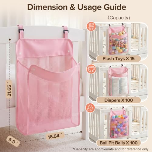 Playpen Toy Organizer, Stuffed Animal Storage & Hanging Diaper Organizer - Image 7