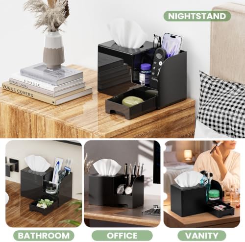 Plastic Square Tissue Box Cover, Multi-Functional Tissue Holder, Black - Image 6