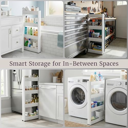 Lavish Home 4-Tier Storage Organizer Rack, 21.5”x5”x40” White Spice Rack - Image 7