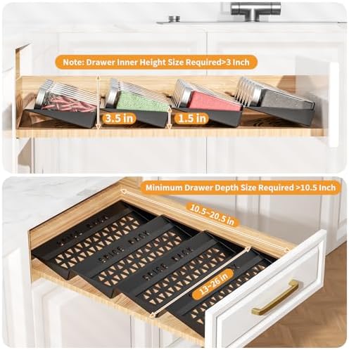 RCHYFEED 4 Pack Spice Drawer Organizer (Need 3.5" Deep Drawer) - Image 6