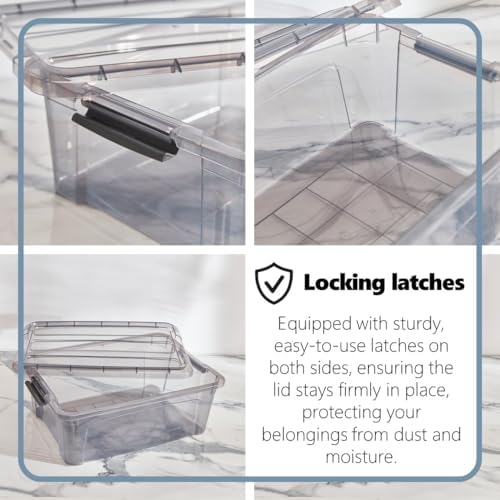 Tribello 12.5 Quart Storage Bins with Lids, Plastic Storage Containers with Latching Lids For Organizing - Tinted - (15.5’ x 12” x 6”) - Set of 2 - Made in EU - Image 7