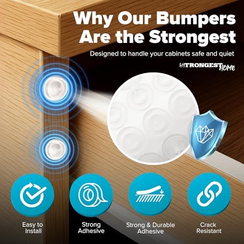 STRONGEST HOME Cabinet Door Bumpers 200 Pack | Clear (0.5" x 0.2") - Image 6