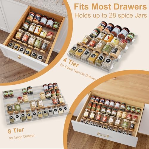 Spice Drawer Organizer Insert, 13"-26" Seasoning Organization, 4 Pcs - Image 6