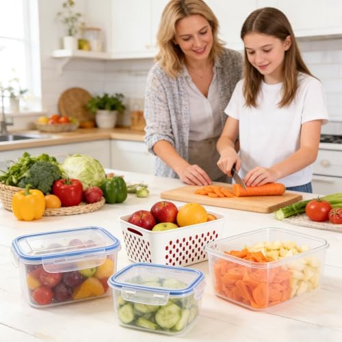 4 in 1 Food Storage Container,Fruit Storage Containers for Fridge,Produce Storage Containers with Lid and Strainer,Including Drain Basket,Keep Berry Fruit Fresh Longer(3PC-White) - Image 7
