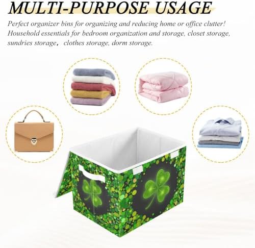 St. Patrick's Day Storage Bins with Lids and Carrying Handle,Foldable Storage Boxes Organizer Containers Baskets Cube with Cover for Home Bedroom Closet Office - Image 7