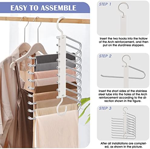 Upgrade 9 Layers Pants Hanger Space Saving Non-Slip Closet Organizer 2 Pack - Image 6