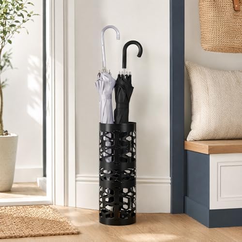 ZENFUN Umbrella Stand, Black Metal Umbrella Holder Freestanding, Cane Walk Stick Holder, Round Umbrella Rack for Entryway, Home, Office, 5.9 x 5.9 x 15.7 Inches - Image 7