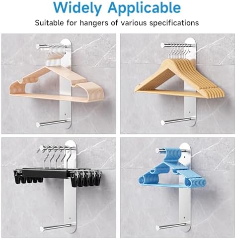 Hanger Holder for Laundry Room, Wall Mounted Clothes Hanger Organizer Stacker, Metal Space Saving Hangers Storage Rack for Washing Machine Dryer (Silver, 1Pc) - Image 6